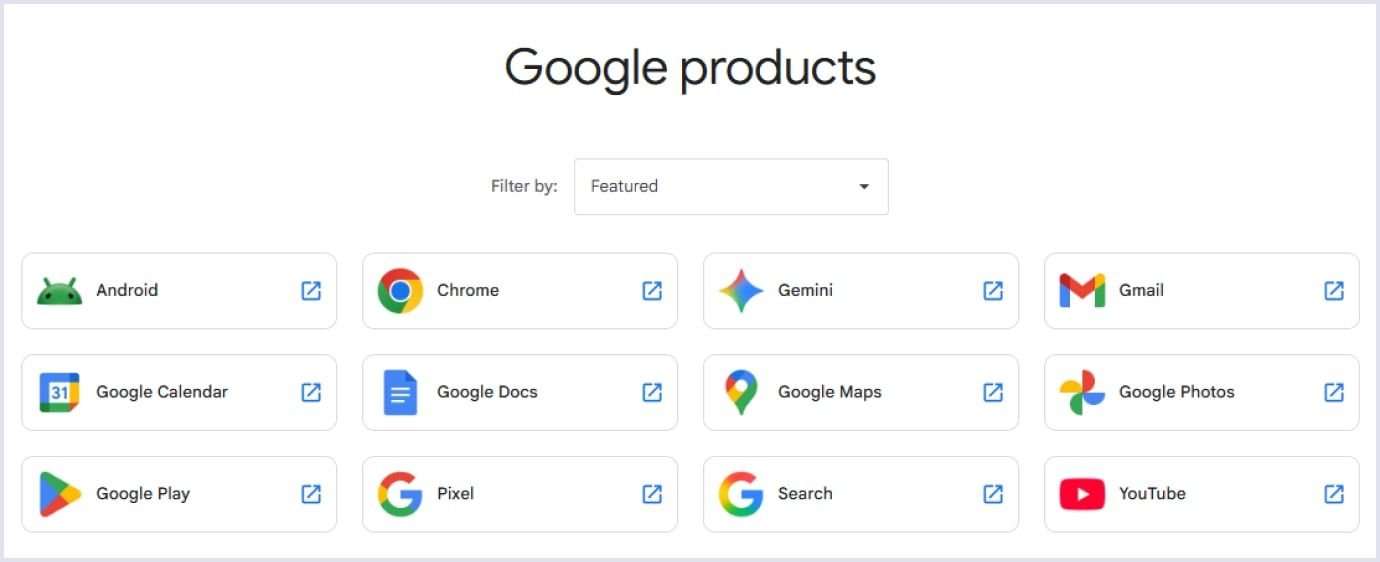 Google collaboration products Google products list