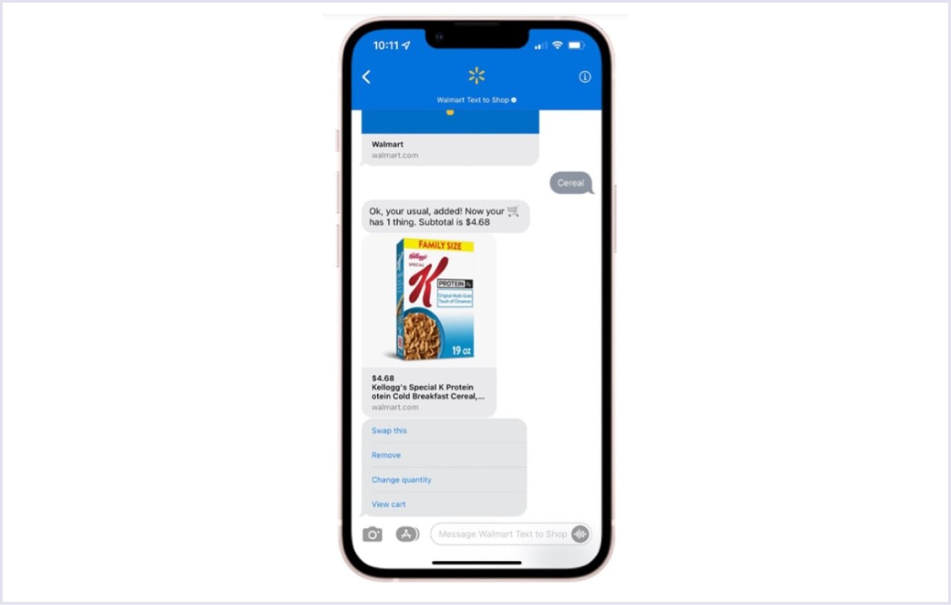 Walmart's Text to Shop AI service Walmart's Text to Shop AI feature