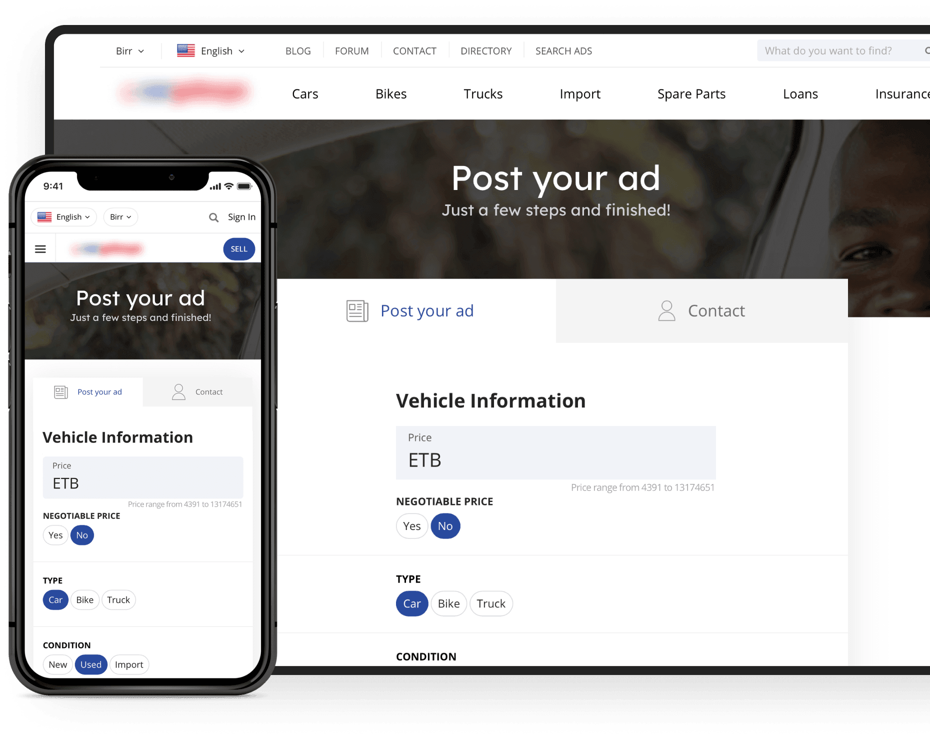 Ad posting functionality on the car marketplace