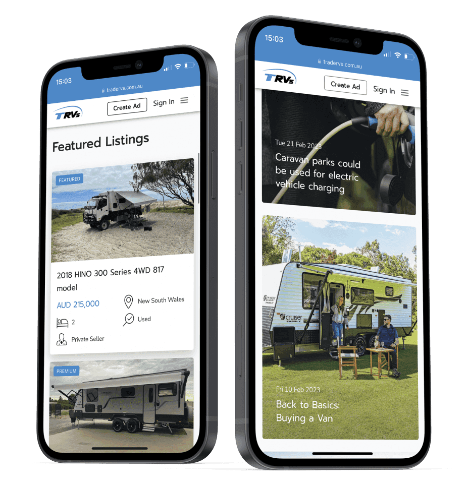 TradeRVs is a popular Australian marketplace where private merchants and dealers can sell or buy new or used caravans, camper trailers, motorhomes, parts and accessories, and other recreational vehicles.