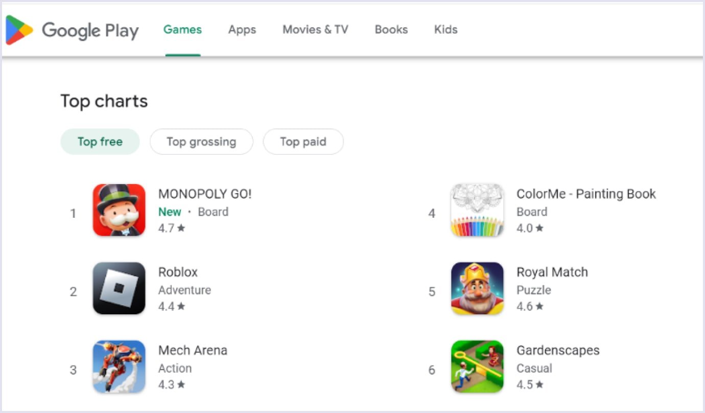 Google Play Store with mobile apps Google Play Store