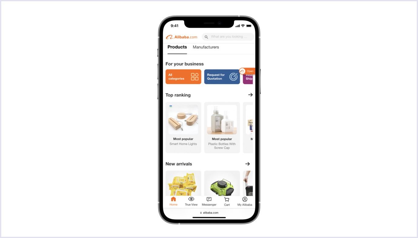 PWA made by Alibaba marketplace Alibaba PWA example