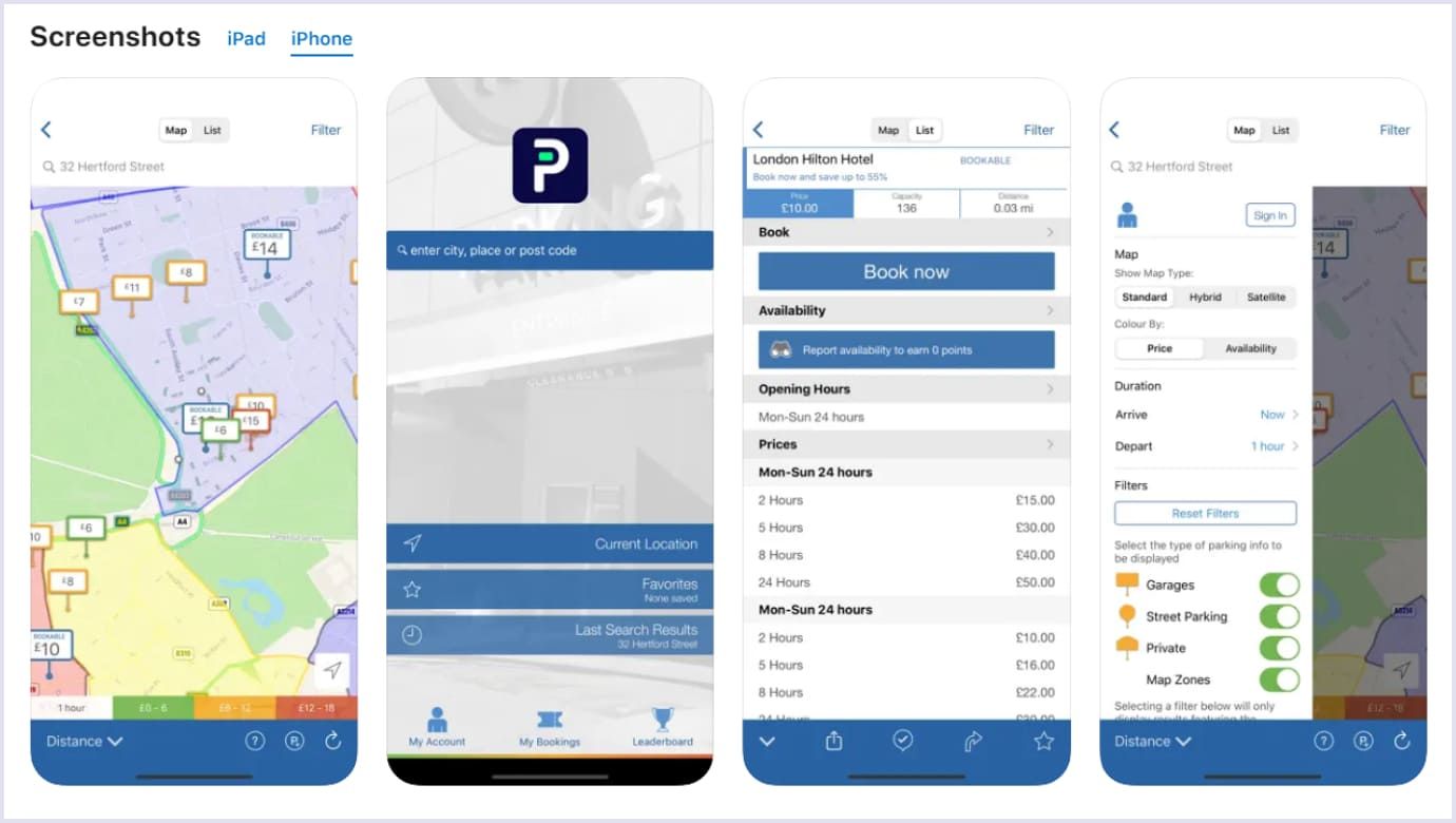 Car parking mobile app