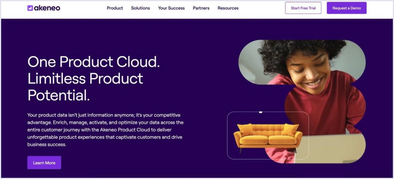 Akeneo landing page Akeneo Product Cloud homepage