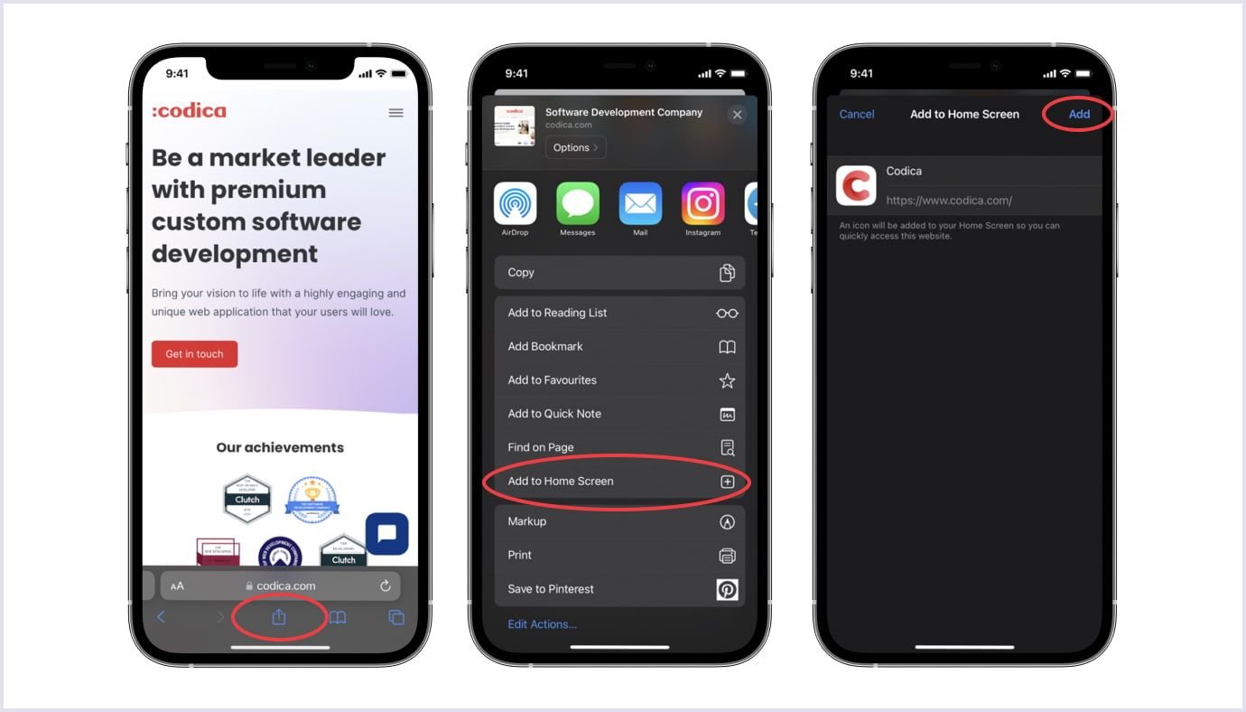 PWA example by Codica Progressive web app by Codica