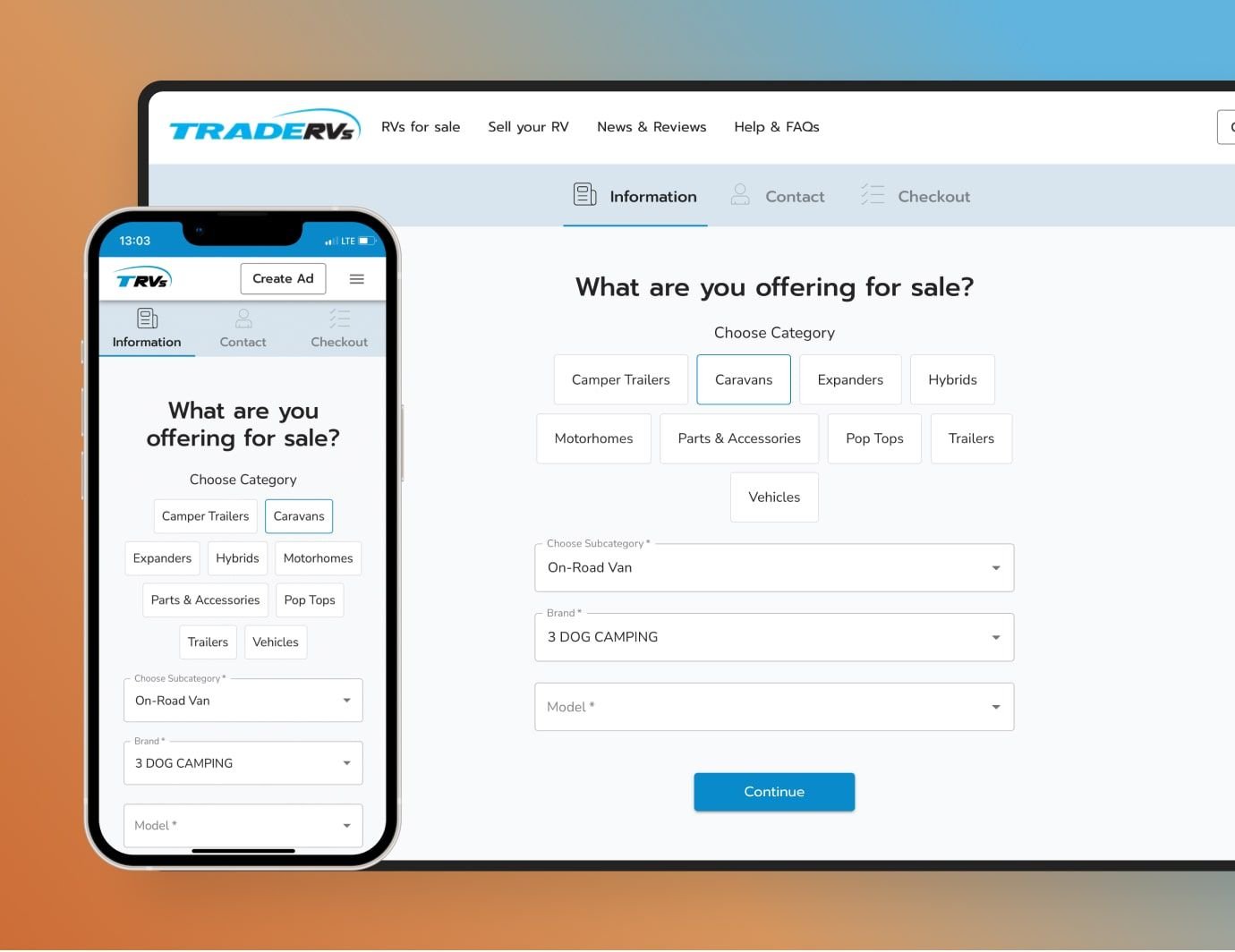 Simplified listing creation of a caravan-selling marketplace Caravan-selling marketplace with simplified listing creation