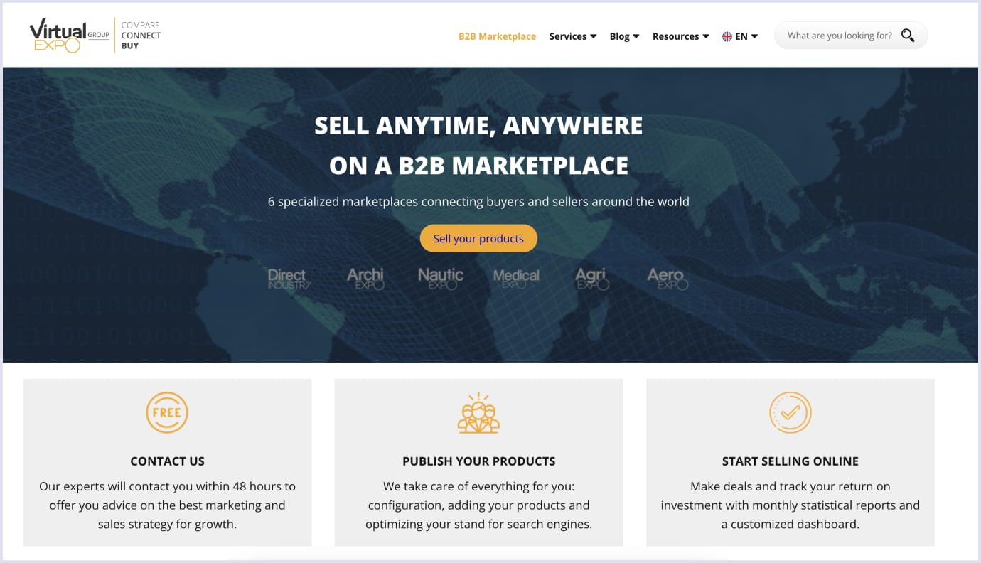 VirtualExpo B2B marketplace example Example of a B2B marketplace by VirtualExpo