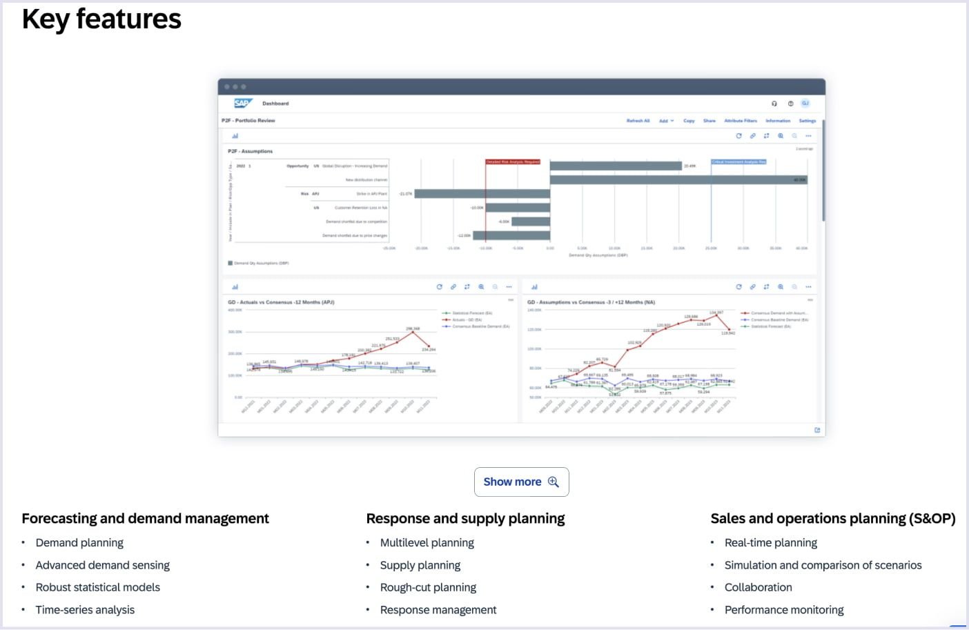 SAP IBP key features Key features of the Integrated Business Planning product by SAP