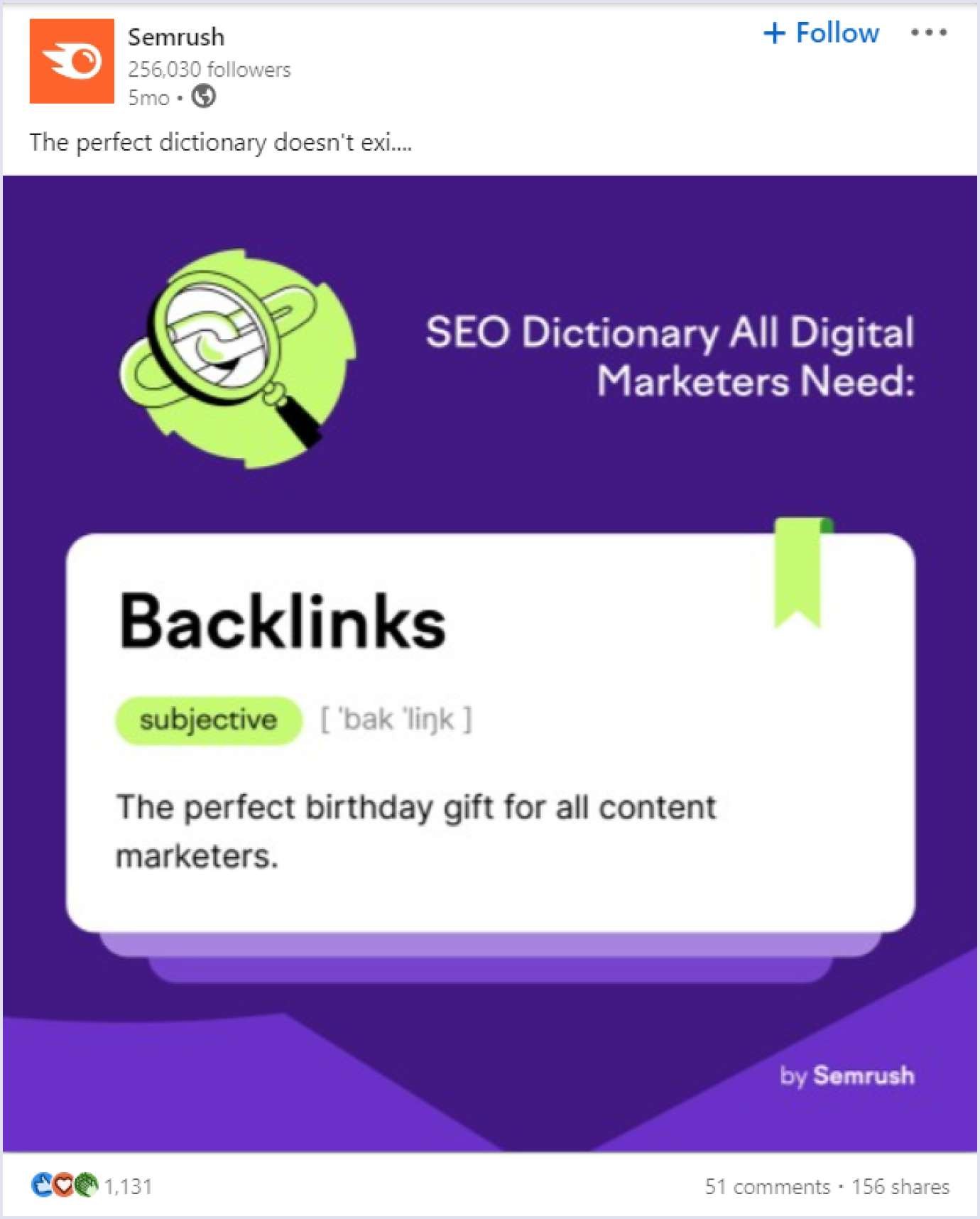 A post from Semrush on LinkedIn A funny post from Semrush on LinkedIn