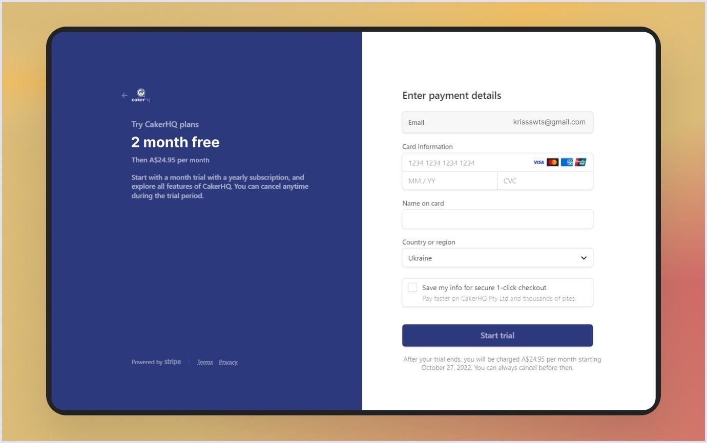 Secure payment system: Stripe