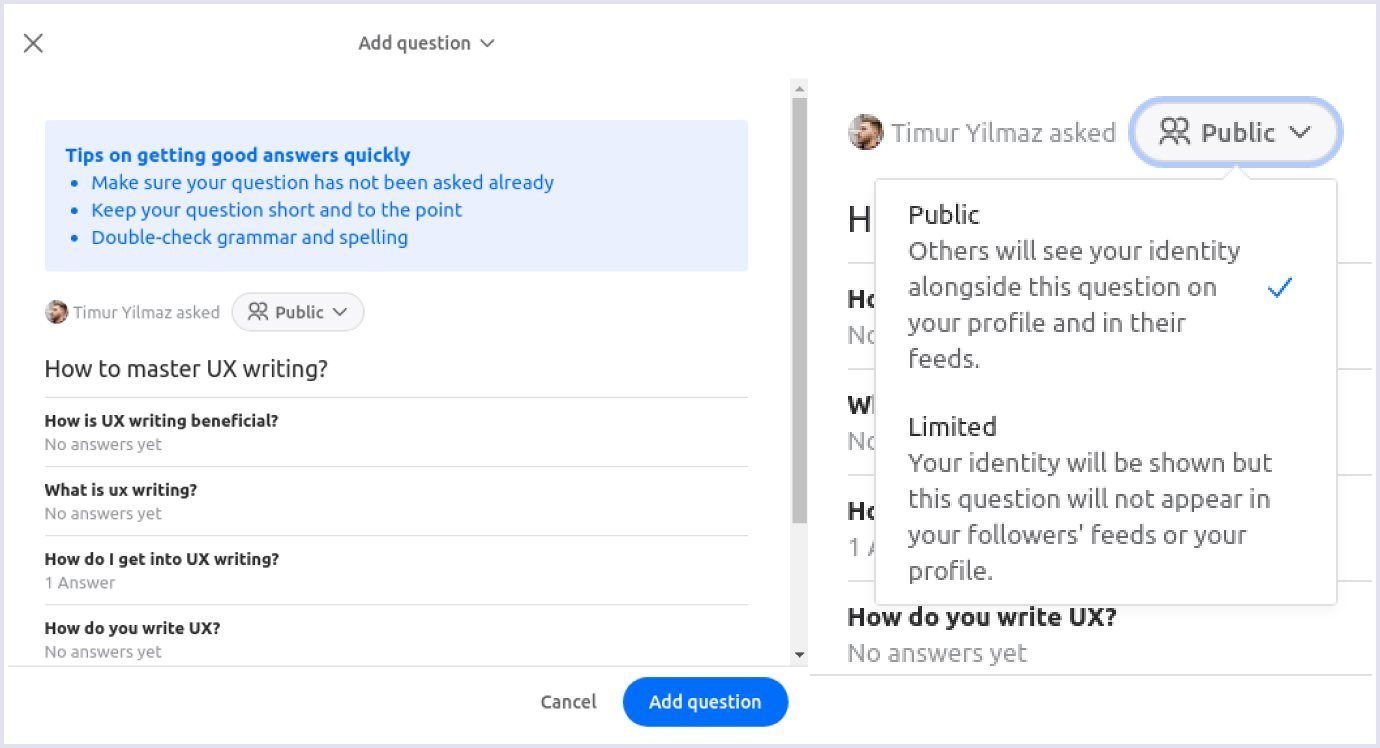 Q&A website functionality