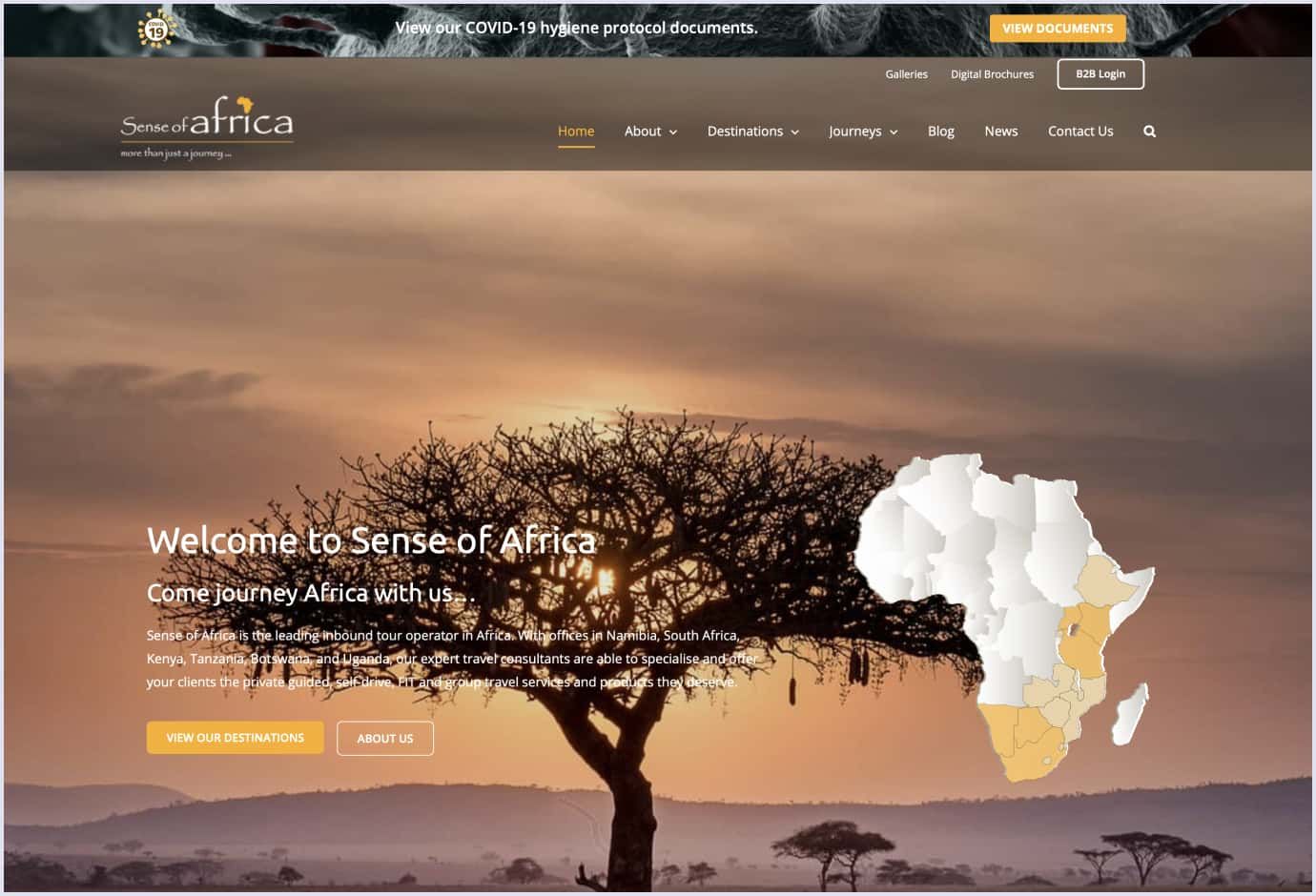 A travel website created for a tour operator in Africa.