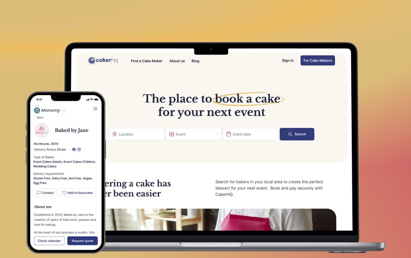 CakerHQ main dashboard Overview dashboard showing bakery performance