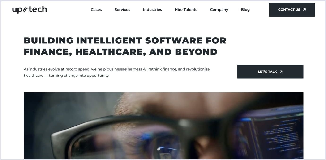 Uptech Marketplace Product Development Uptech homepage presenting marketplace and digital product development services