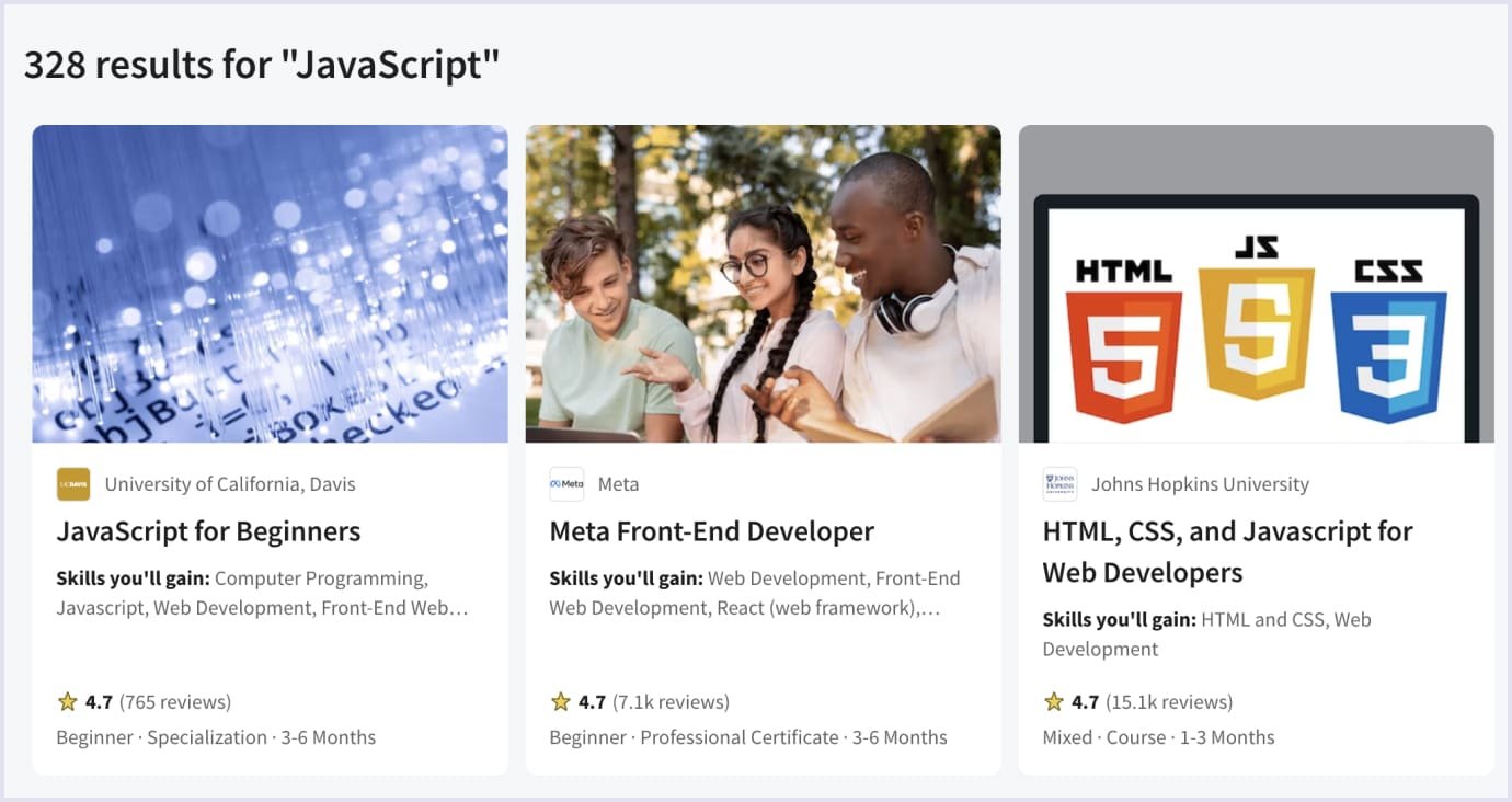 JavaScript learning resources on Coursera JavaScript courses available on Coursera