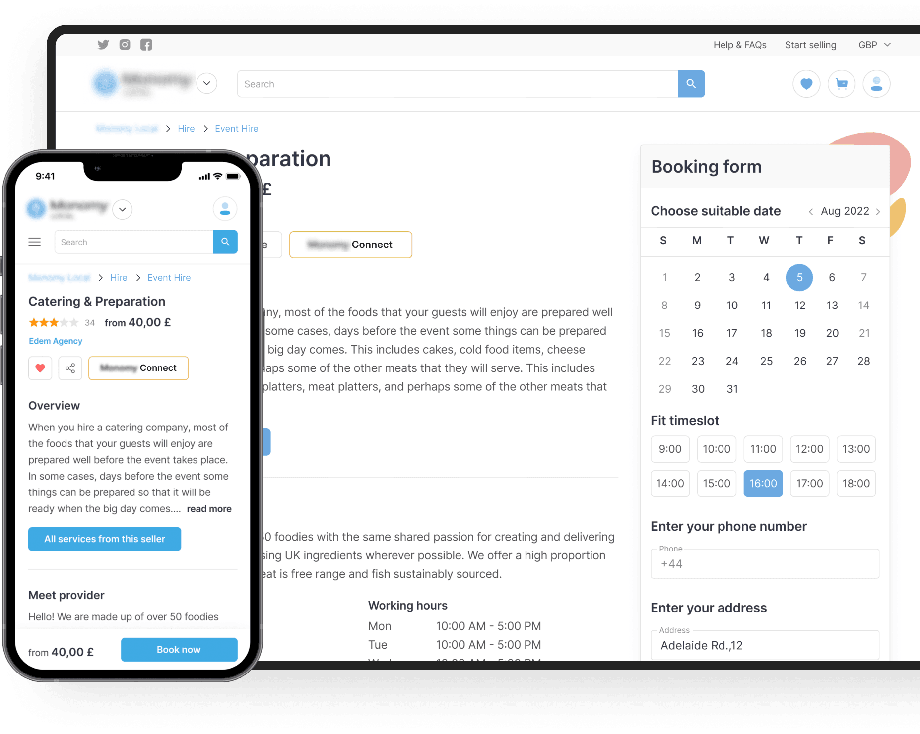 Calendar planner on the custom multi-vendor website | Codica