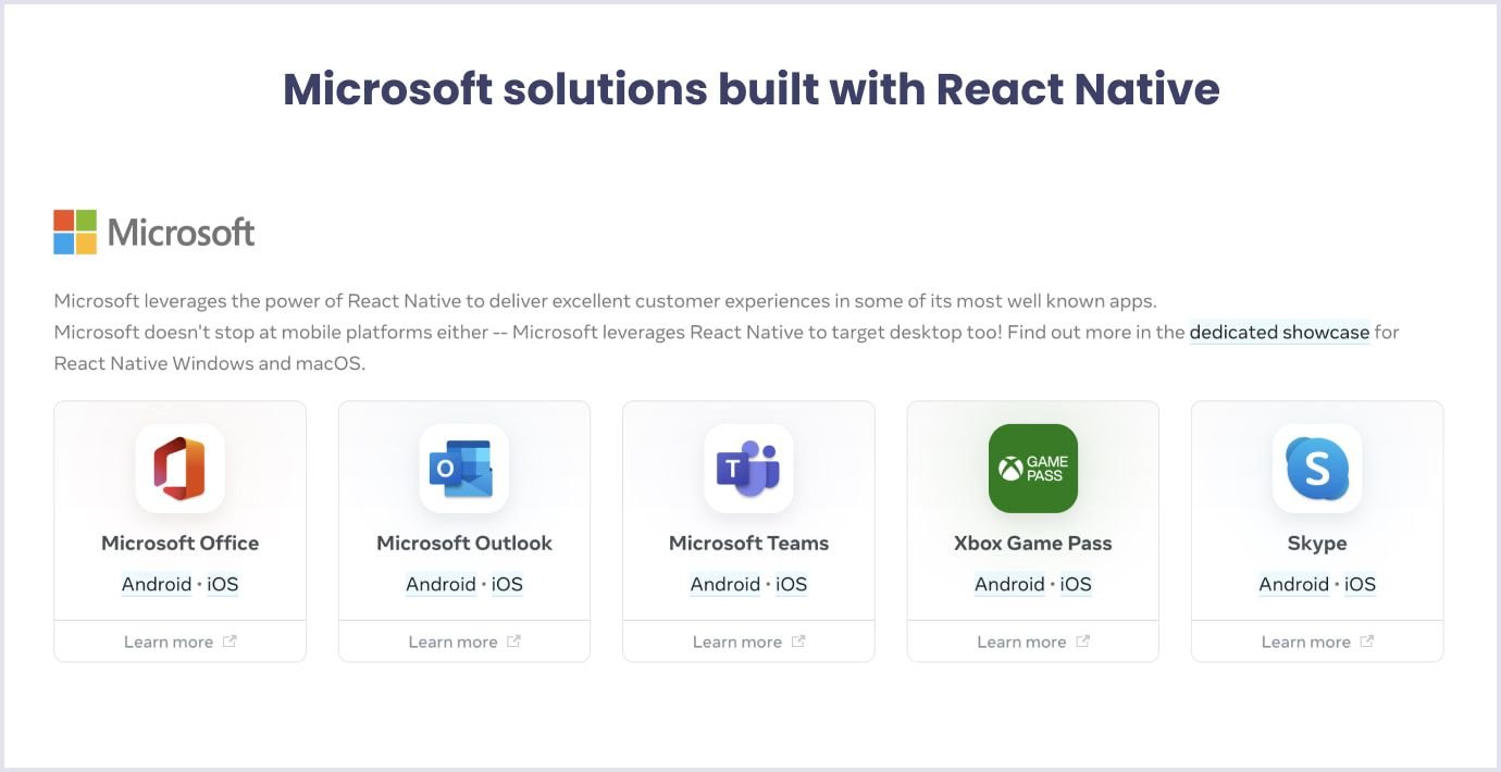 Microsoft solutions built with React Native Microsoft solutions built with React Native