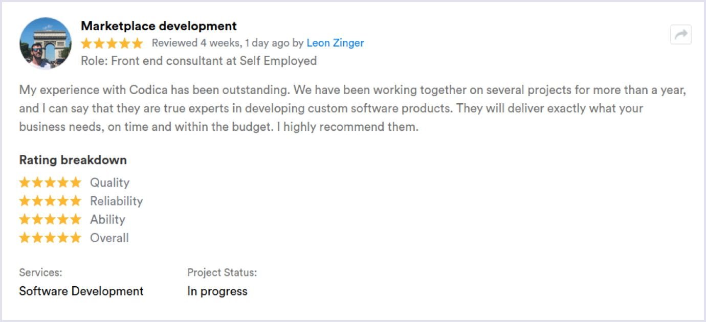 Customer feedback example
