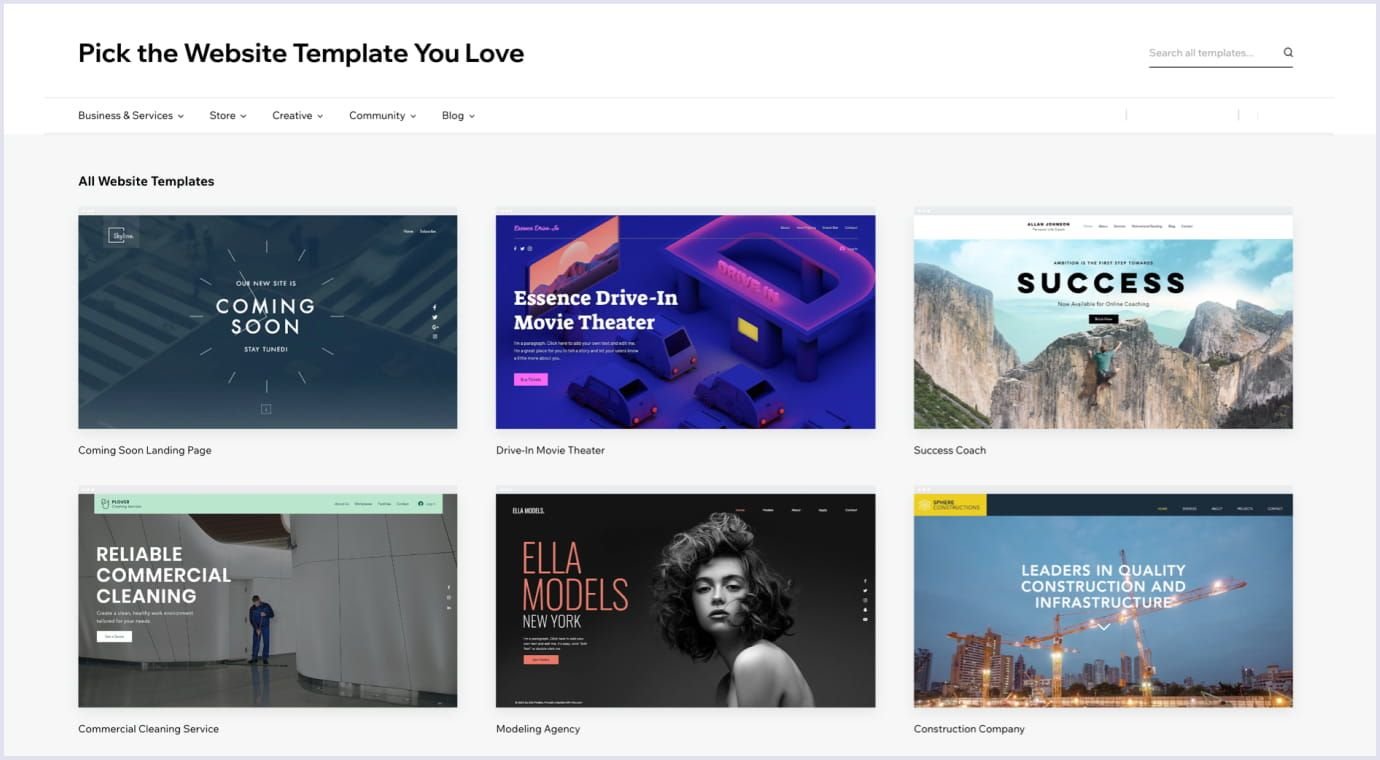 Wix website builder templates