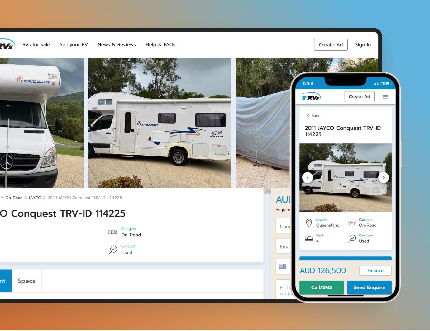 User-friendly product card in a caravan-selling marketplace in Australia User-friendly product card in a caravan-selling marketplace