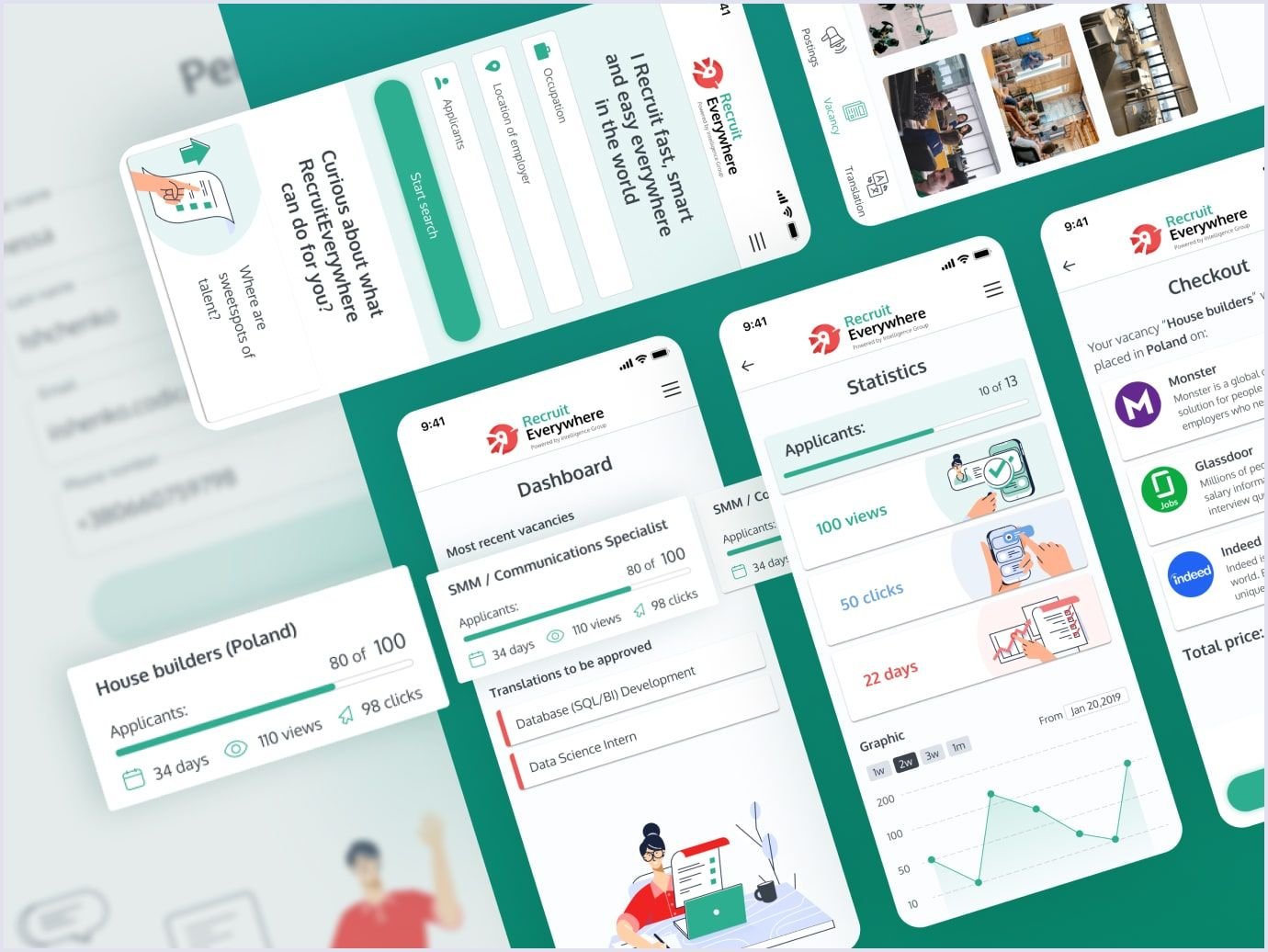 RecruitEverywhere app design RecruitEverywhere app