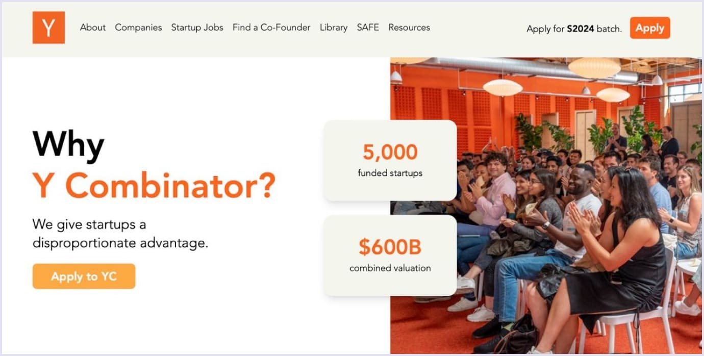 Business incubator example: Y Combinator