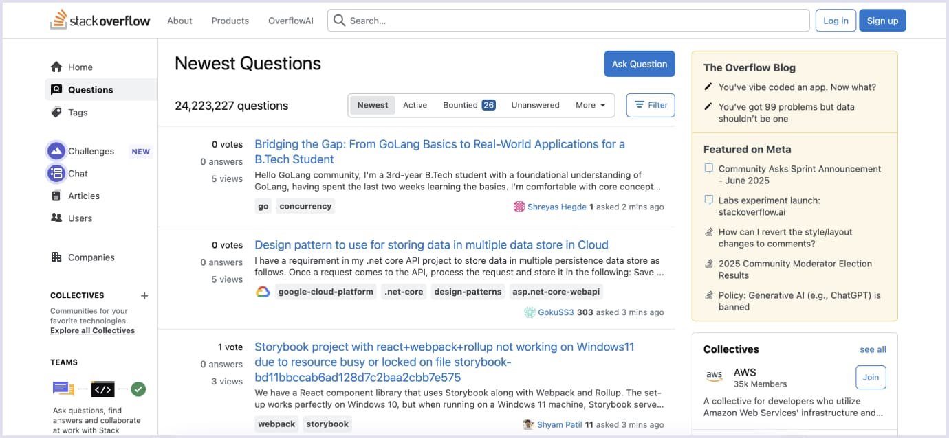 Stack Overflow UI Stack Overflow's structured Q&A interface