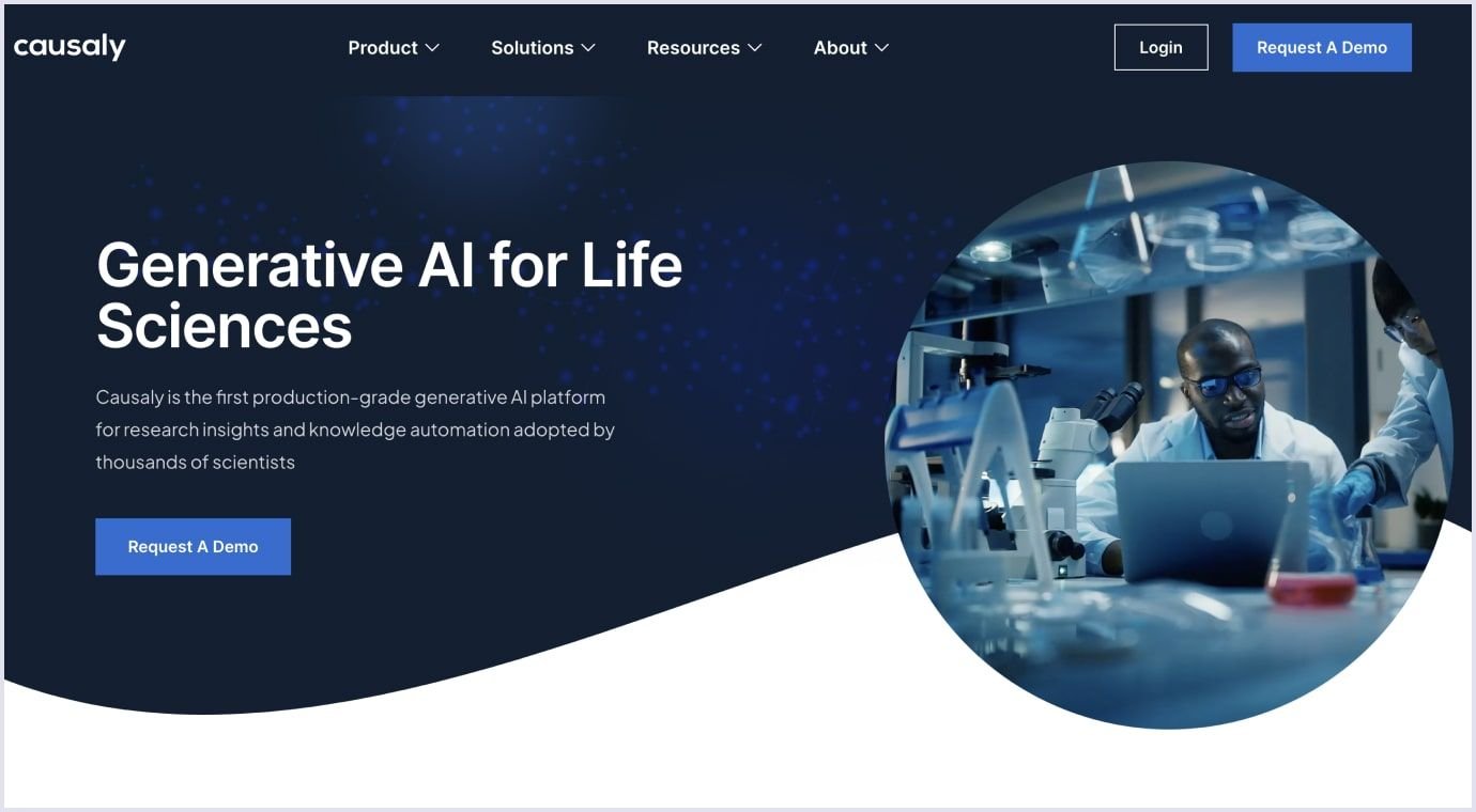 Generative AI service by Causaly Causaly AI-centered SaaS solution