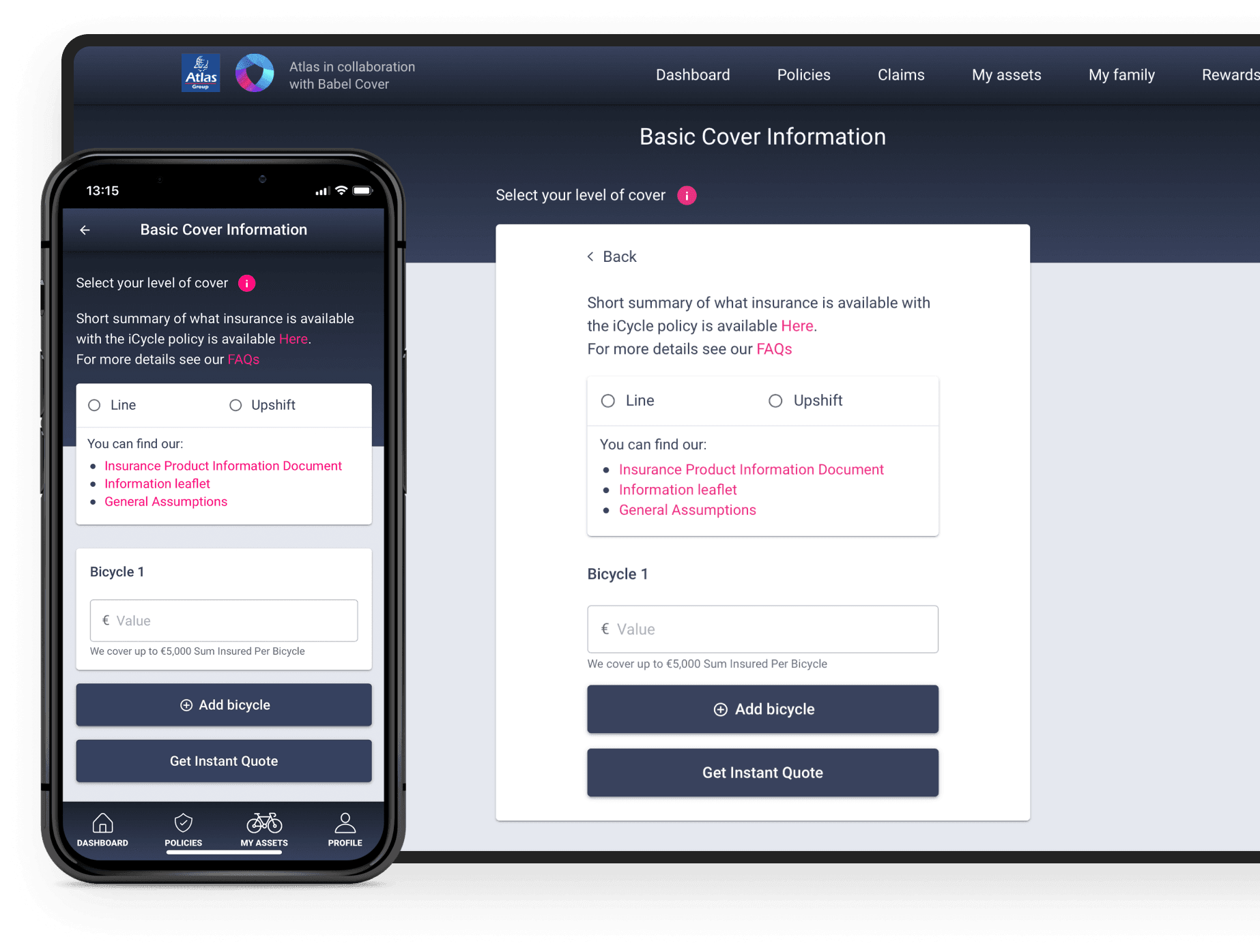 Insurance calculations logic for progressive web application