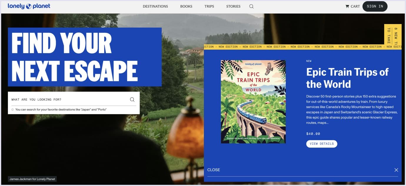 Content-driven travel website focused on inspiration and planning