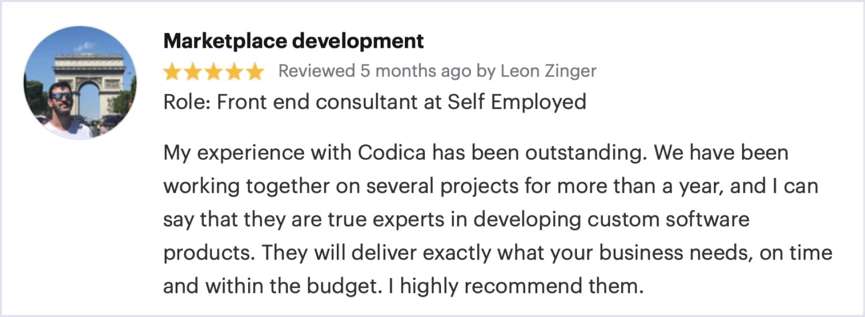 A client's review on GoodFirms | Codica A client's review on GoodFirms | Codica