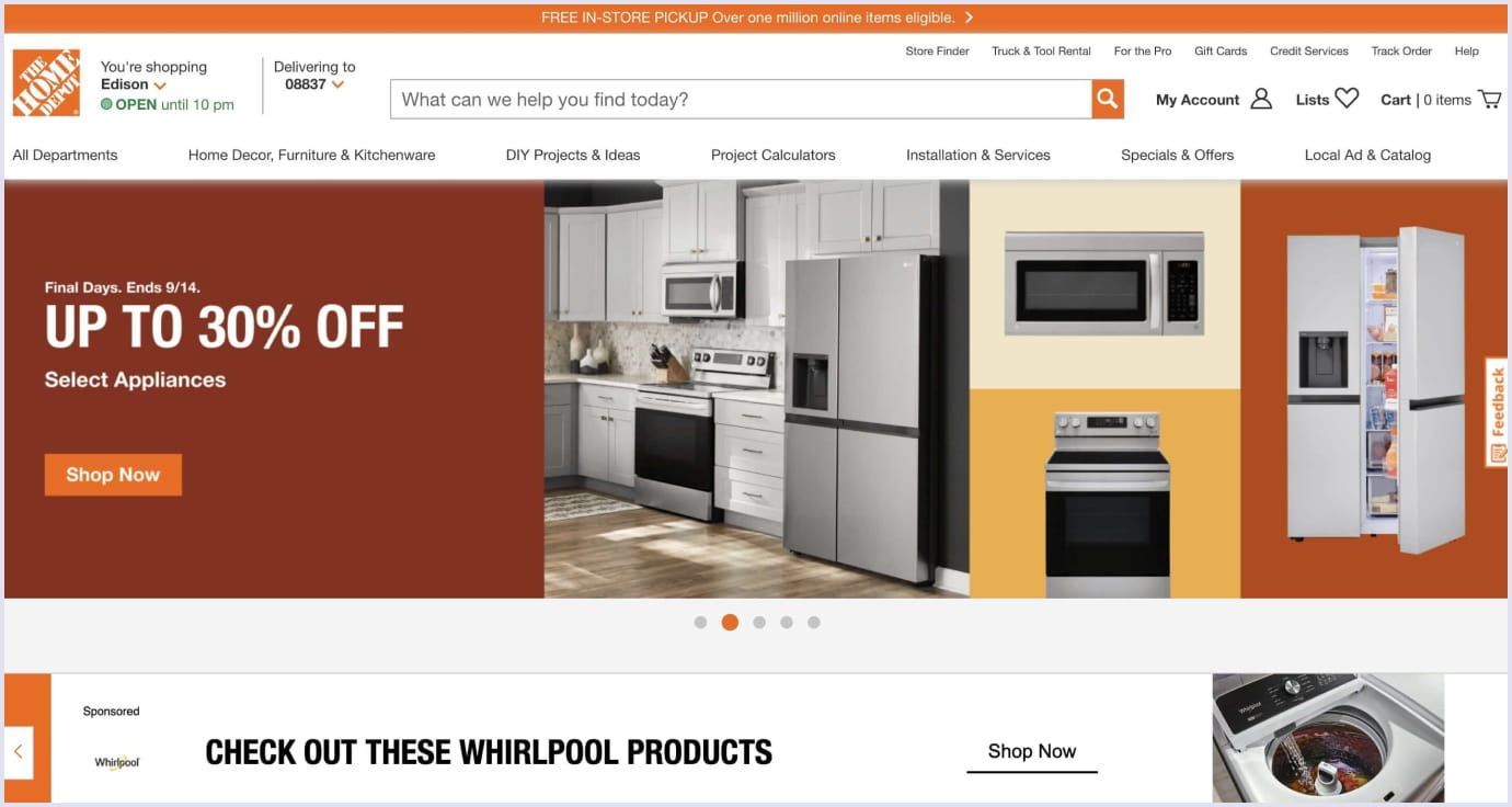 Example of The Home Depot color palette