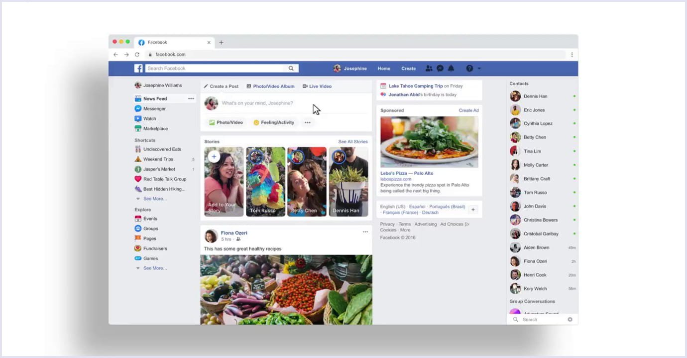 Facebook color palette example Example of Facebook color palette