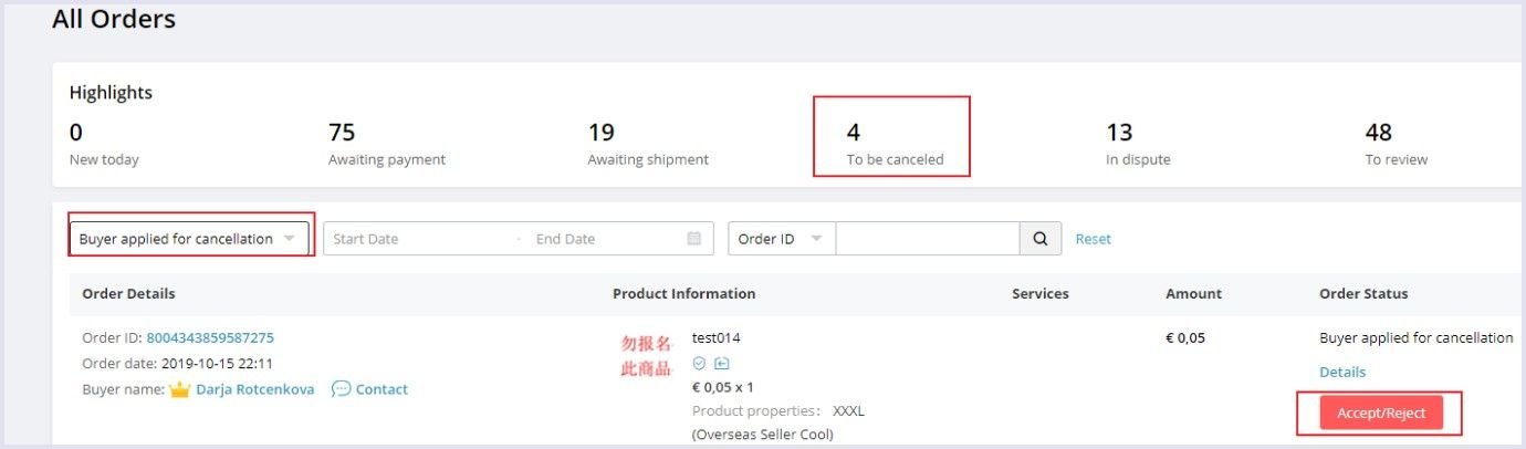 AliExpress order management