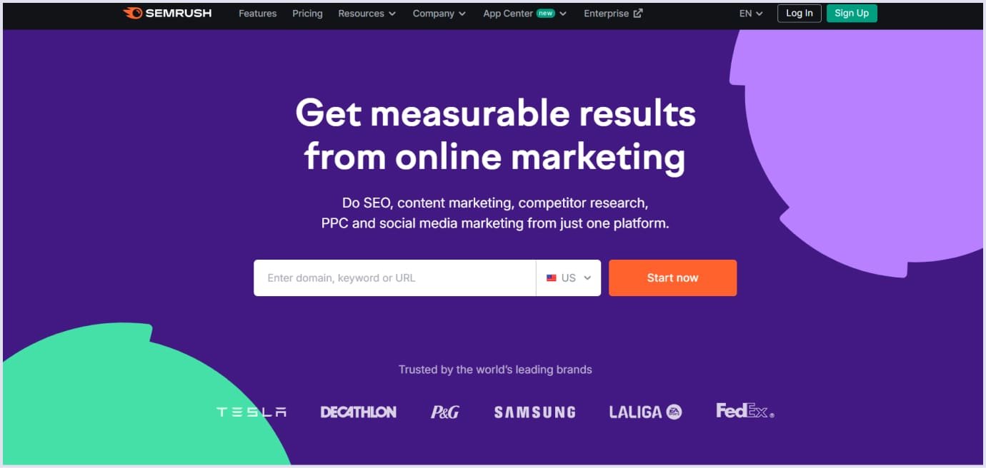 Semrush home page design Semrush home page