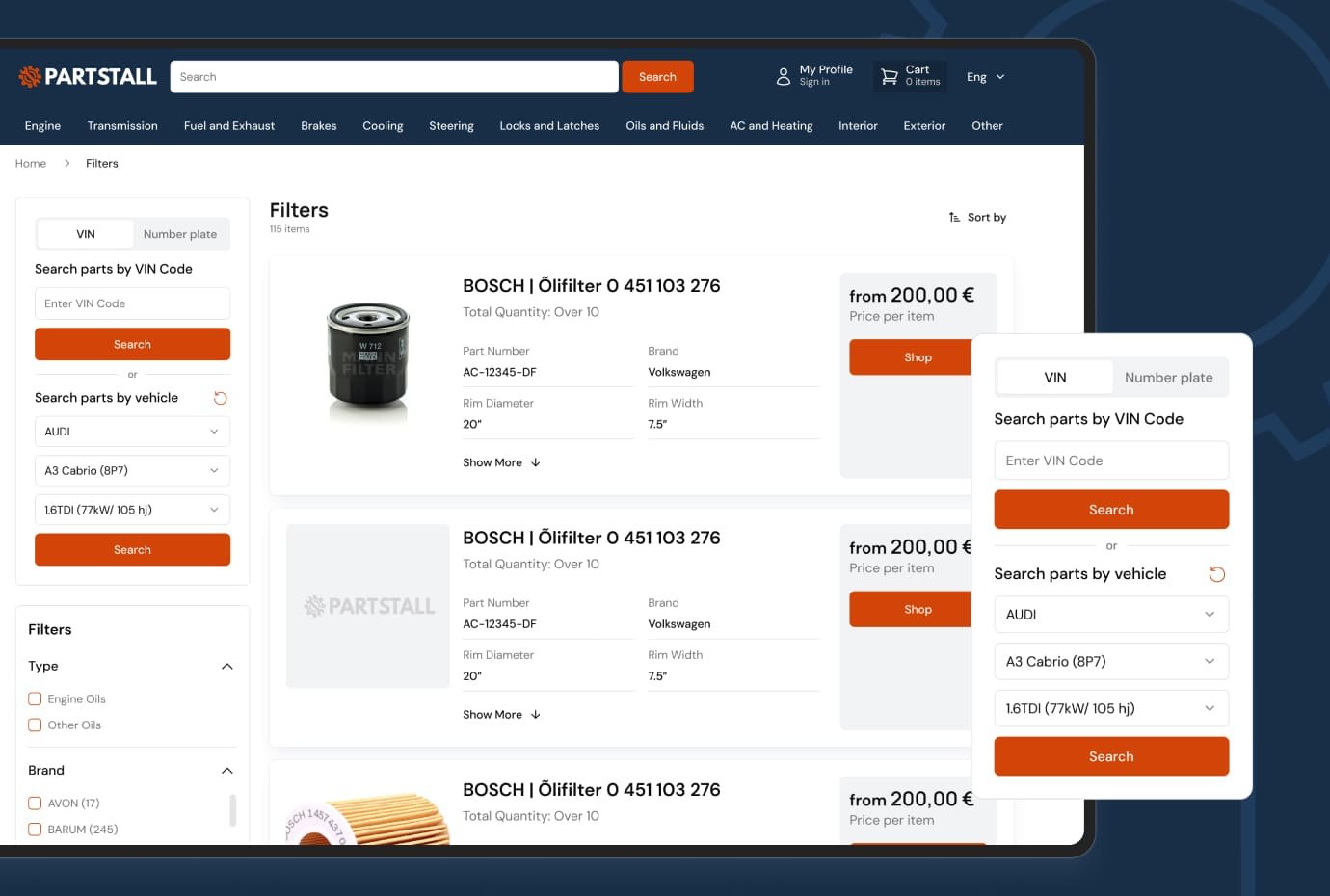 Robust and flexible search for auto parts in PartStall Robust and flexible search for auto parts