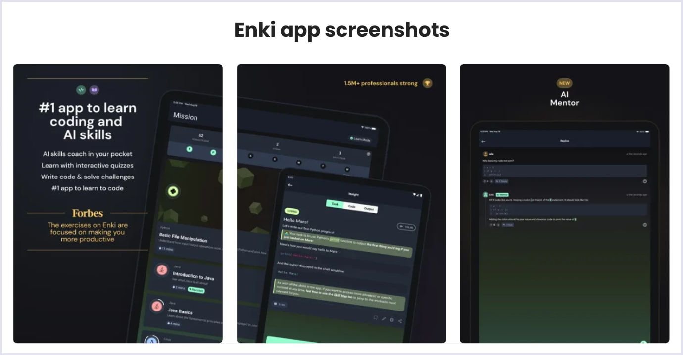 Enki app ASO screenshots Enki app screenshots