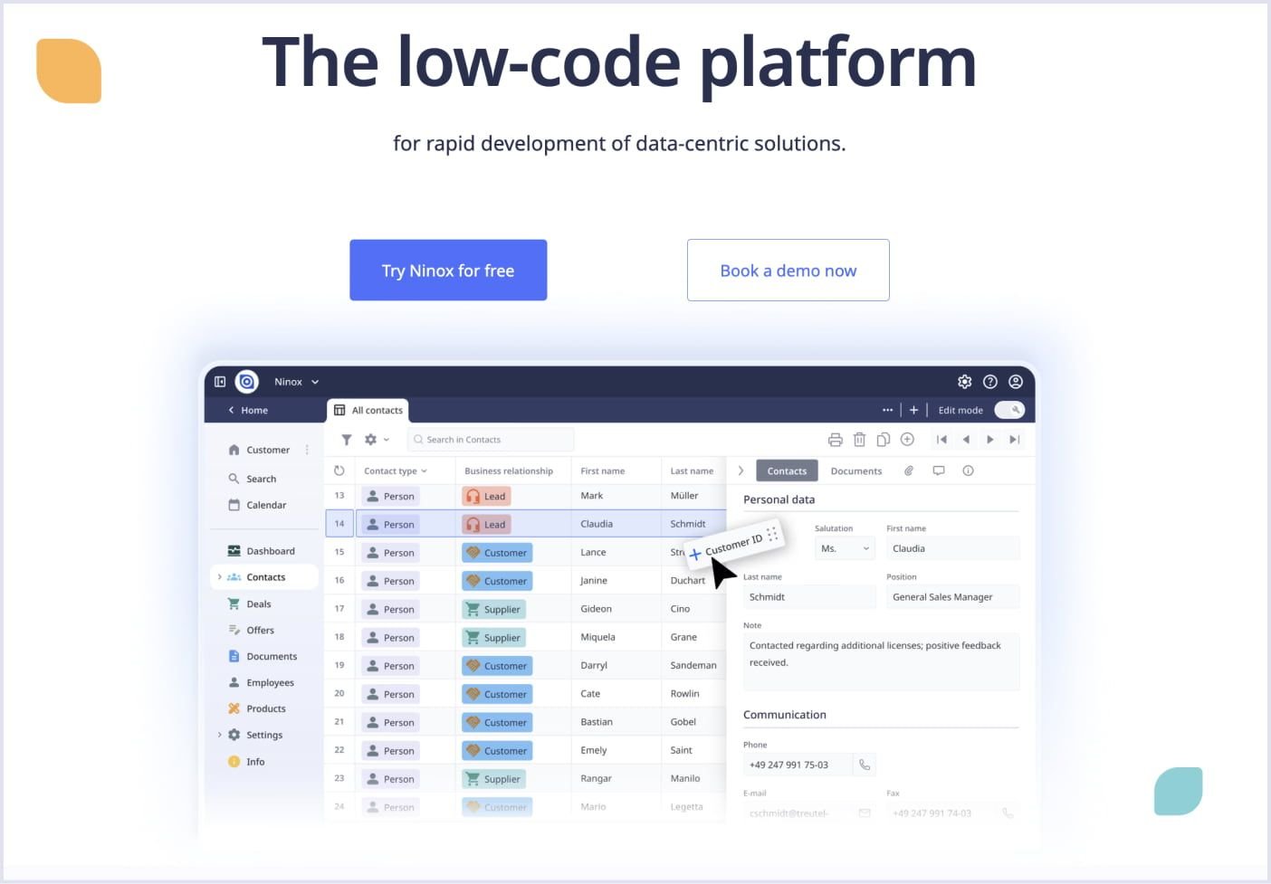 Ninox example of a low-code platform Example of a SaaS low-code platform