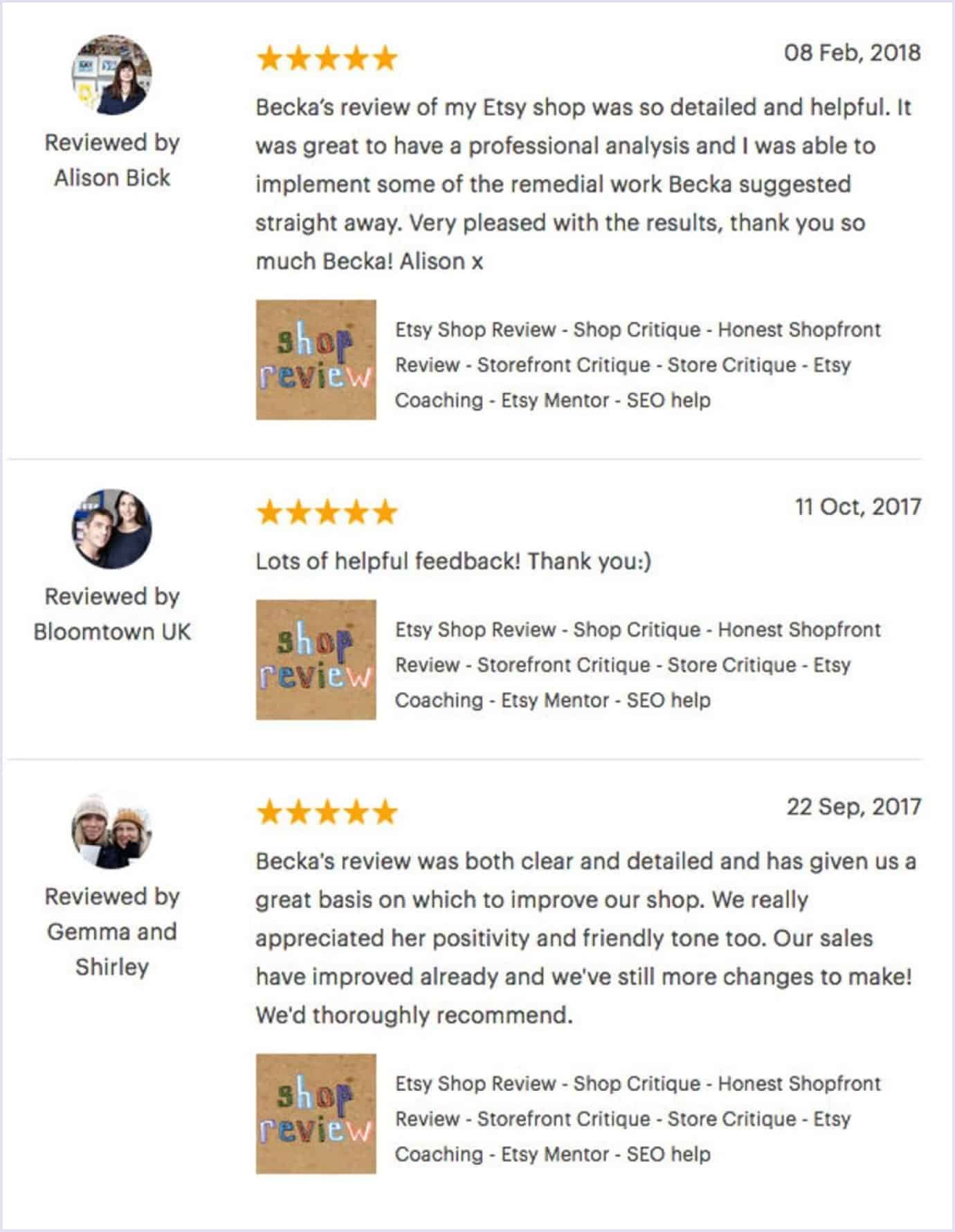 User reviews by Etsy marketplace Etsy: user reviews