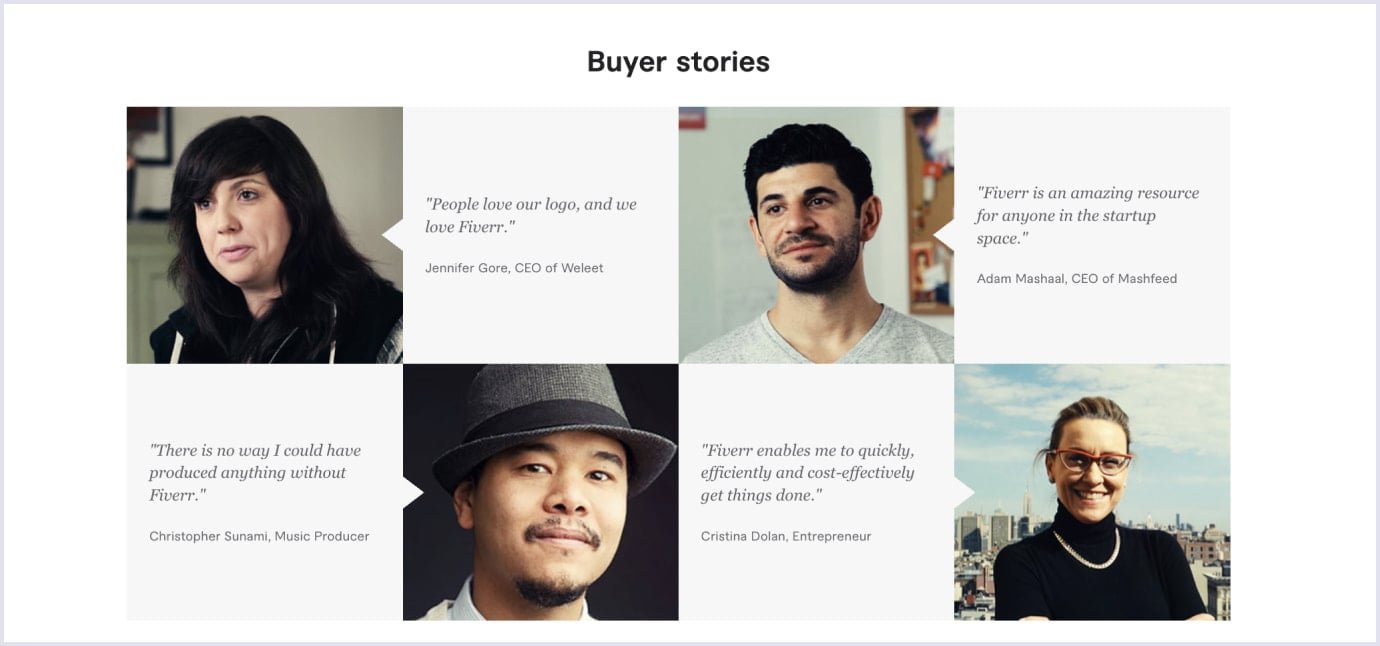 Buyer stories Testimonials from business users on Fiverr