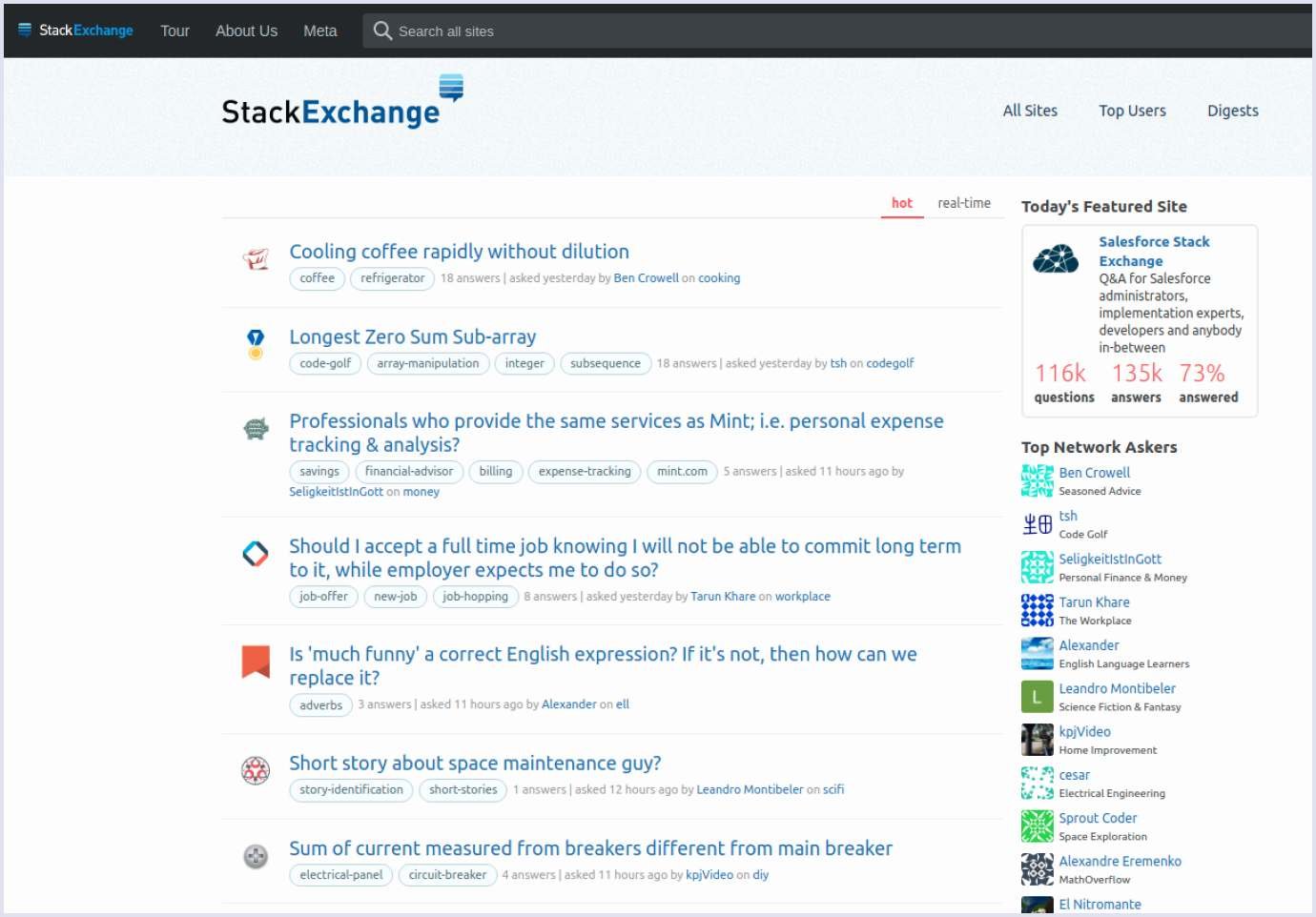A popular Q&A website StackExchange