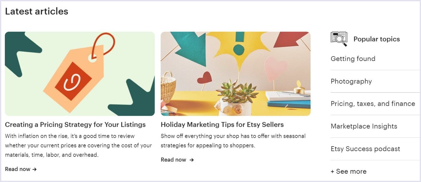 guides for sellers on the Etsy platform