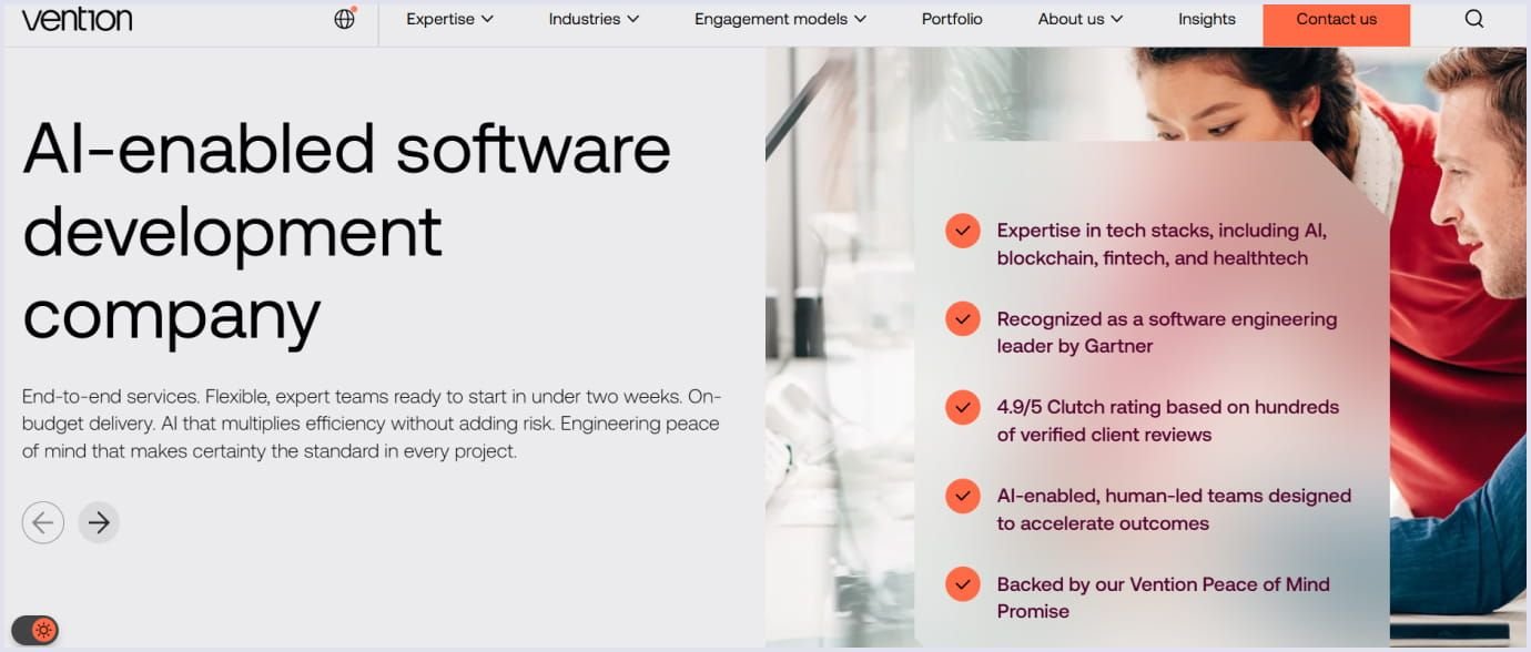 Vention as a leading software development company in the UK Vention as a top software development company in the UK