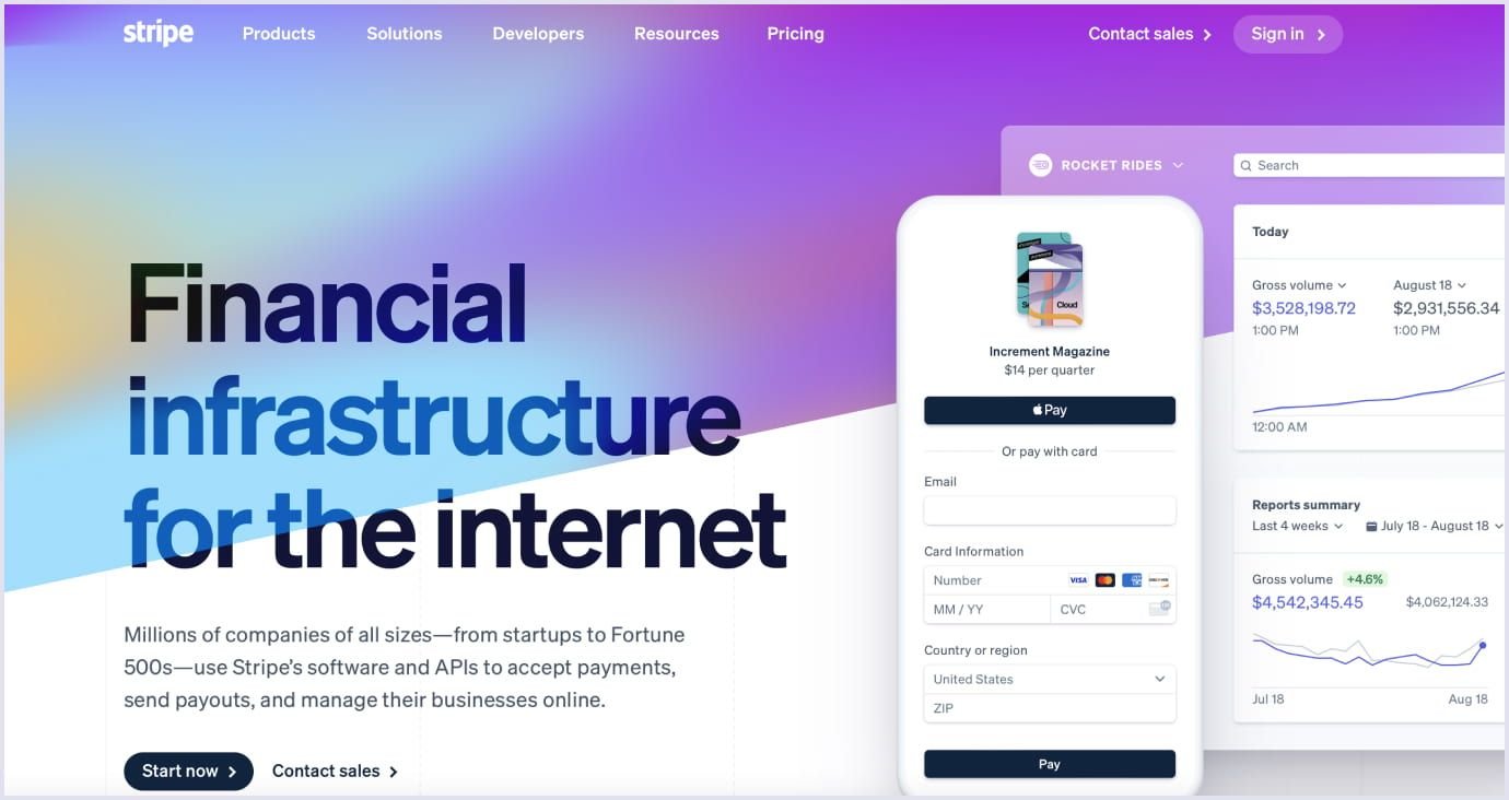 Example of Stripe payments integration