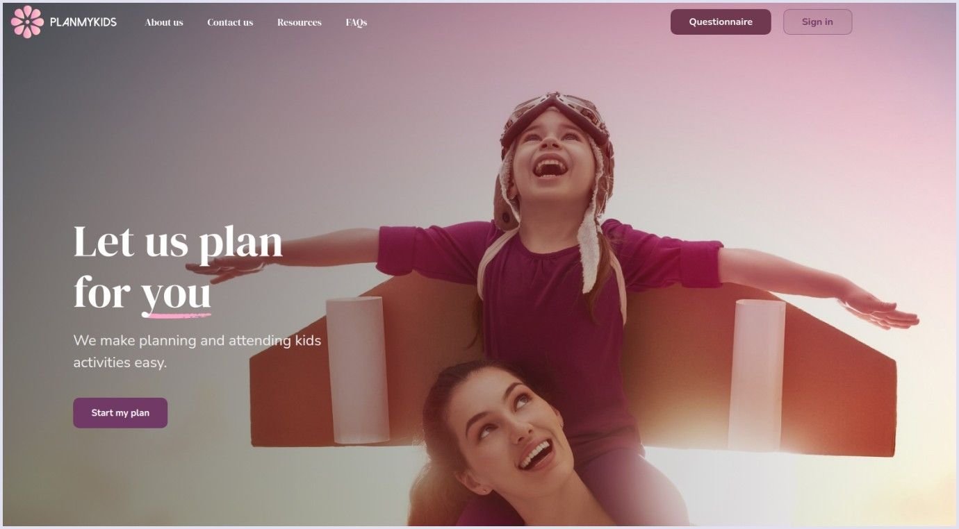 Activity booking platform PlanMyKids Online Service Marketplace for PlanMyKids