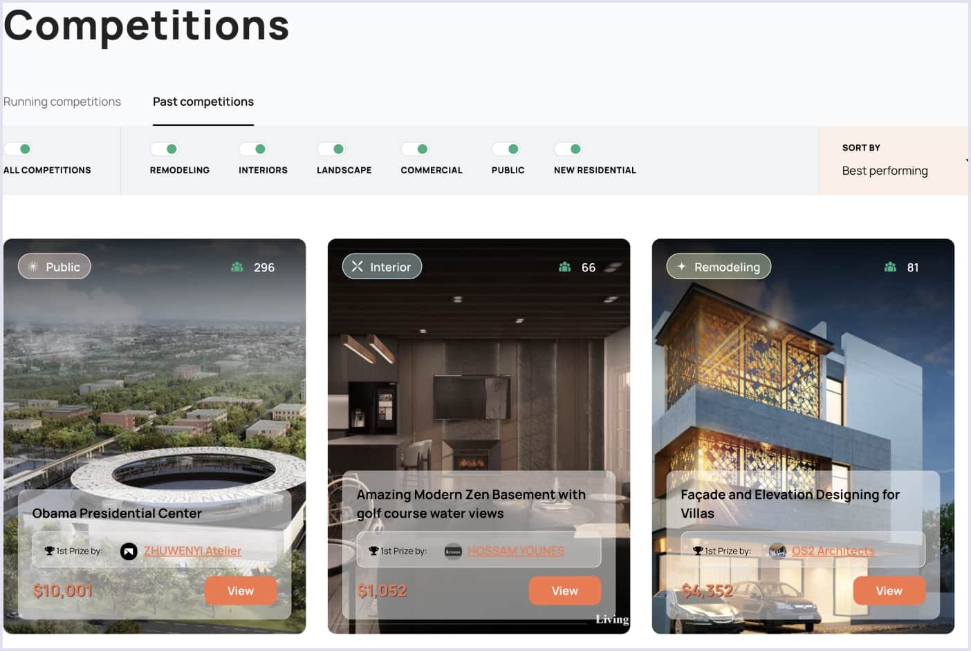 Live Design Competitions on online freelance marketplace Arcbazar