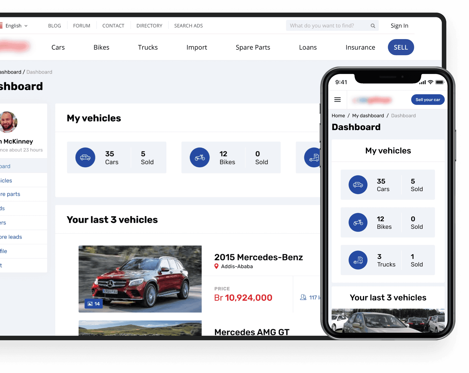 Great UX/UI design of the auto marketplace