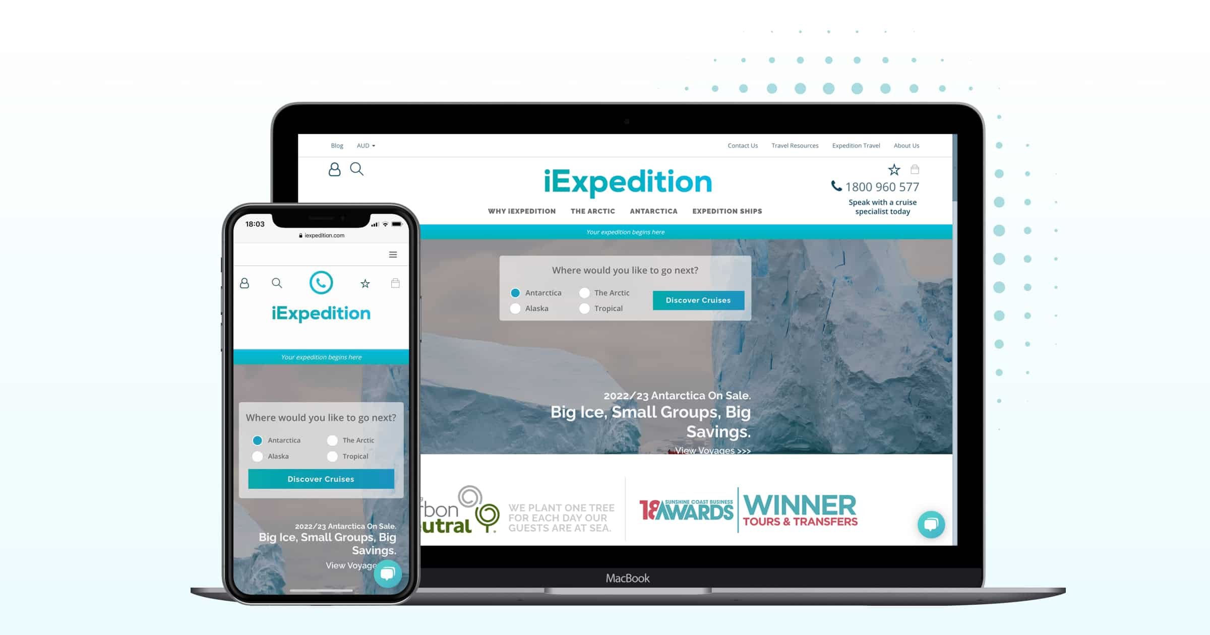 Responsive UX/UI design of the iExpedition travel website