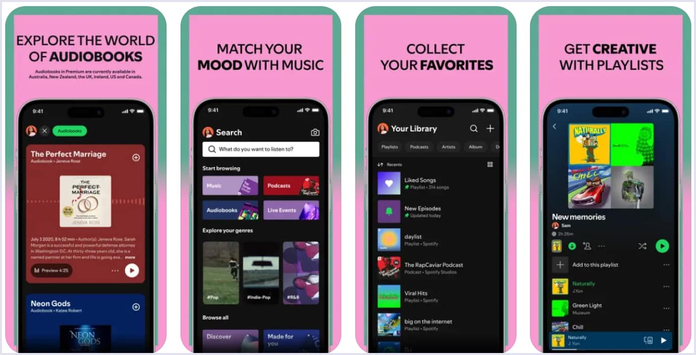 Spotify app interface Spotify interface