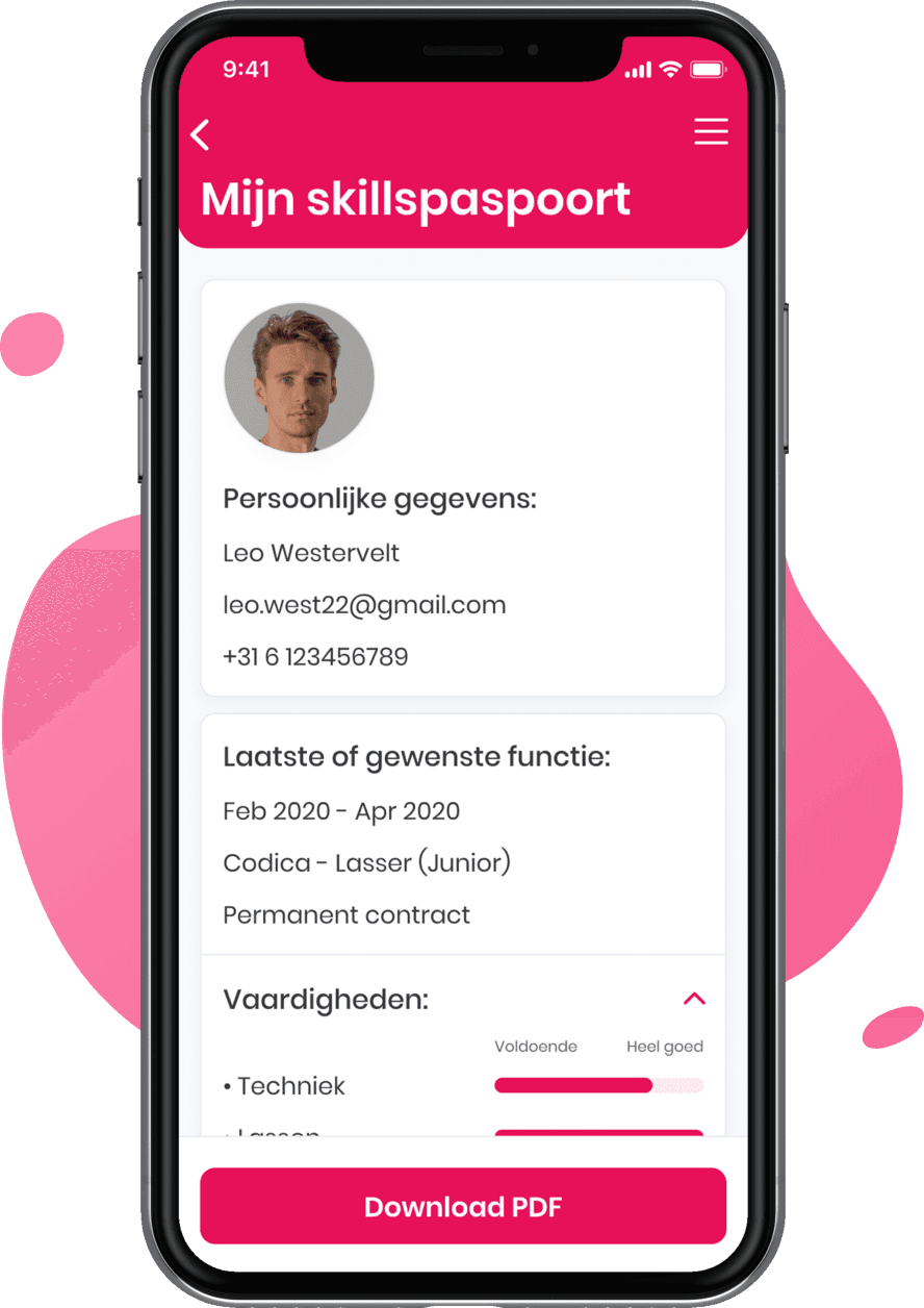 User’s skills passport on the smart job search website